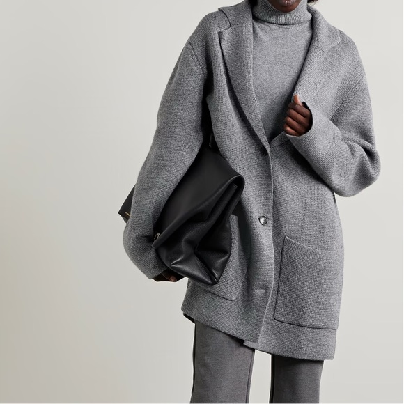 LESET Zoe wool cashmere knitted oversized cardigan in gray - Picture 1 of 10